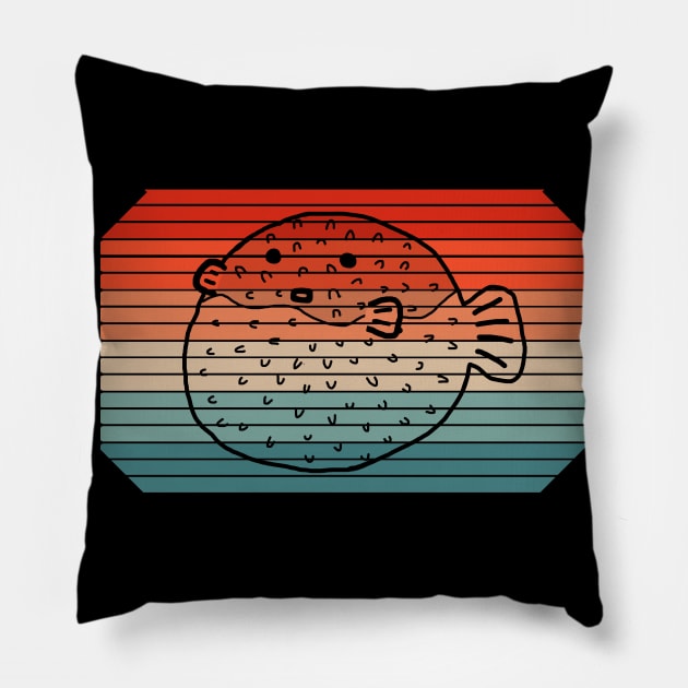 Retro globular puffer fish puffer fish blubb design Pillow by FindYourFavouriteDesign