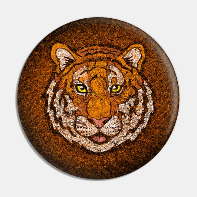 Tiger Head (Distressed) Pin by Peppermint Narwhal