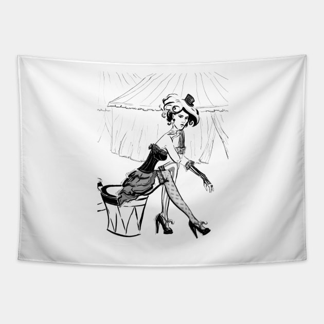 Fashion Circus Girl Portrait Tapestry by IrenesGoodies