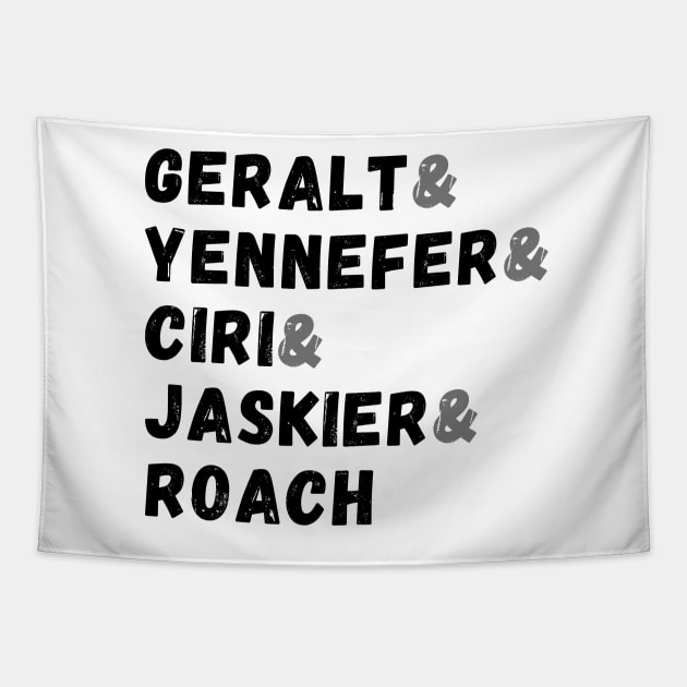 Geralt & Yennefer & Ciri & Jaskier & Roach II Tapestry by Fenay-Designs