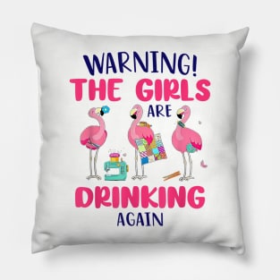 Warning The Girls Drinking Again Pillow