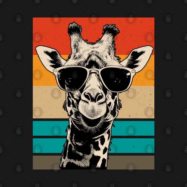 Funny Retro Giraffe with Sunglasses by Trippycollage