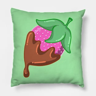 Chocolate Covered Strawberry Dripping in Chocolate Fresh Berry Dessert Design Pillow