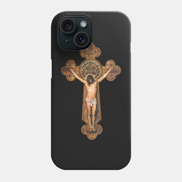 Jesus Christ Passion Crucifixion St Benedict Cross Phone Case by hispanicworld