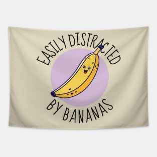 Easily Distracted By Bananas Funny Tapestry