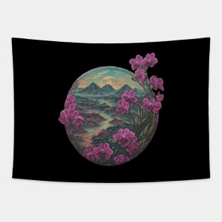 Orchid Wildflower Flora Bloom Vintage Established Flower Tapestry