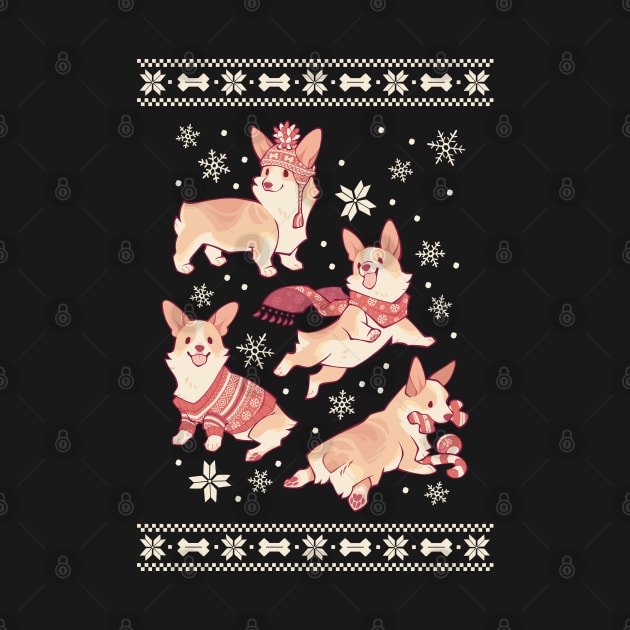 Winter corgis in ugly sweater by Colordrilos