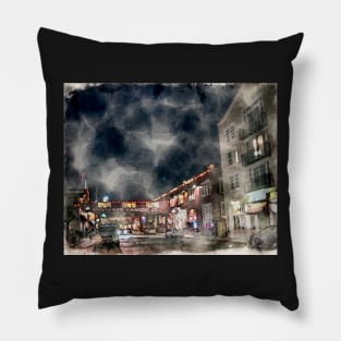 Cannery Row, Monterey Digital Watercolor 2021 Pillow