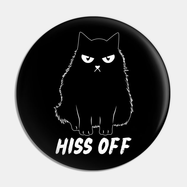 Hiss Off Cat Doodle Design Pin by Teewyld