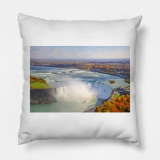 Niagara Falls in Autumn Painting Pillow