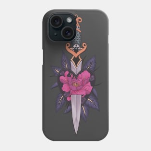 Gothic Sword and Floral Heart Tattoo - Pink Version Phone Case