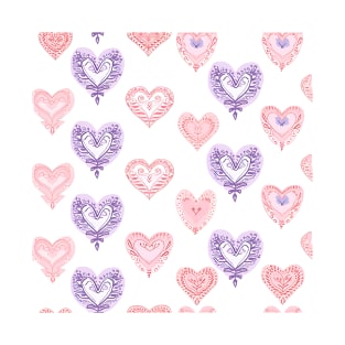 valentine hearts embroidery pattern -2 T-Shirt