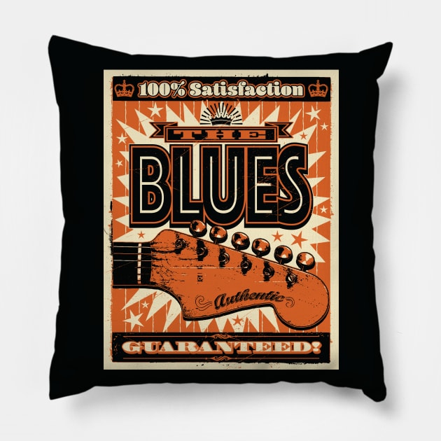 Bold Retro Style Blues Poster Pillow by wickedpretty