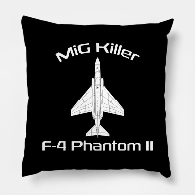 McDonnell Douglas F-4 Phantom II (MiG Killer) Pillow by BearCaveDesigns