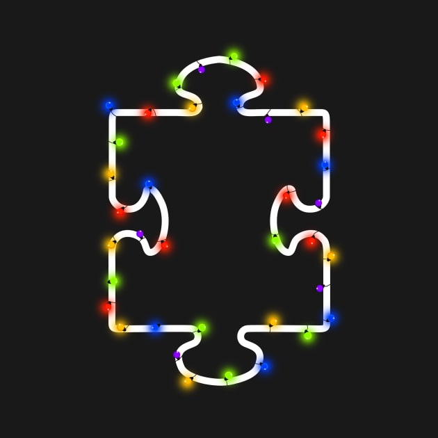 Puzzle Piece Autism Christmas Lights by TeeLand