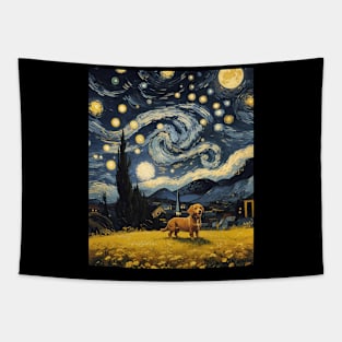 Starry Night Dachshund  Dog , Van Gogh Dachshund Art Tapestry