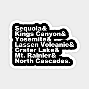 Pacific Crest Trail National Parks (White Font) Magnet