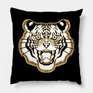 White and Gold Traditional Tiger Face Pillow