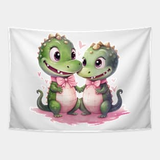 Valentine Crocodile Couple Tapestry