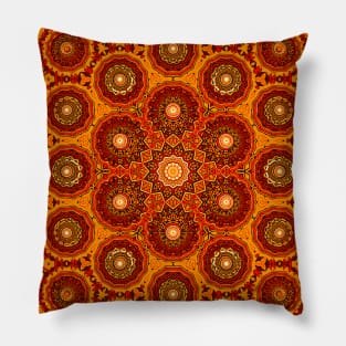 Orange Abstract Stars and Circles Mandala Pillow