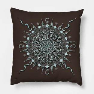 Aqua Leaf Mandala Pillow