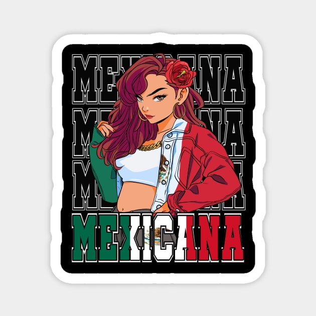 Mexican Girl Viva Mexico Mexicana Pride Magnet by Noseking