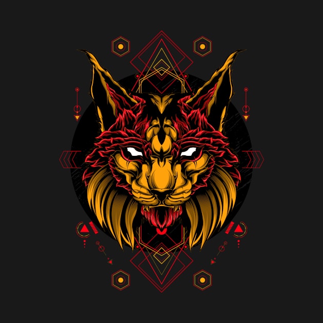 Demon Big Cat Red by T-Shirt Kingdom by Elitenando.store