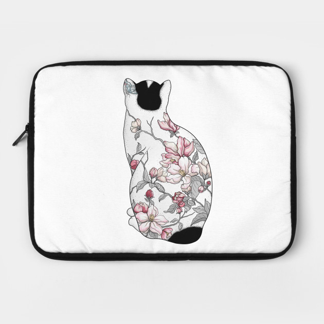 Cat In Apple Blossom Tattoo Cat Laptop Case Teepublic