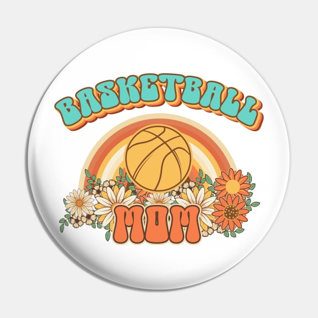 Groovy Basketball mom Retro gift for funny mother Vintage floral pattern Pin by HomeCoquette