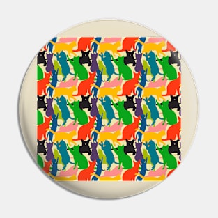 Colorful Leaping Jumping Sitting And Walking Cat Pattern Pin