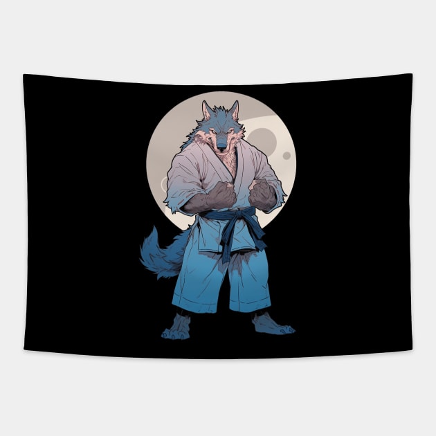 Wolf Wild Warrior Unleashed Tapestry by Toshi