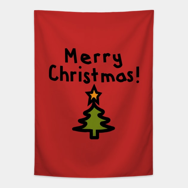 Merry Christmas Tree Tapestry by ellenhenryart