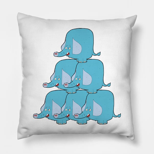 Funny Elephants Pyramid Pillow by DesignArchitect