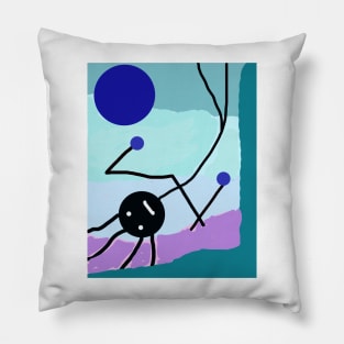 Kid Head Over Heels Stick Figure Pillow