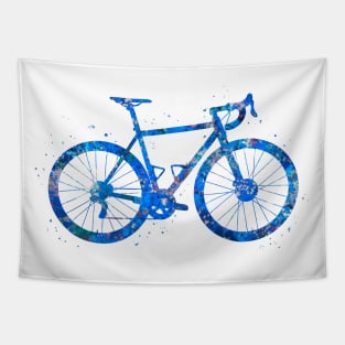 Road bike watercolor blue Tapestry