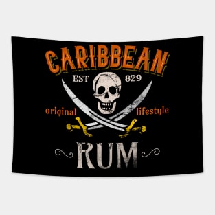 Caribbean Rum Pirates Distressed Sword Skull Lifestyle Tapestry