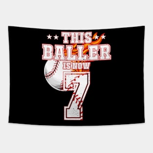 This Baller Is Now 7 Years Old Baseball Lovers 7Th BDay Tapestry