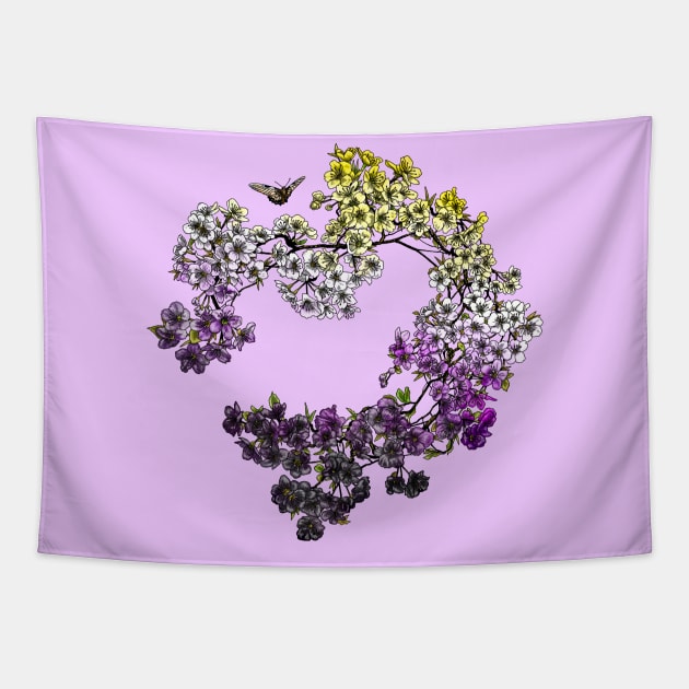 Enby Cherries Tapestry by Art by Veya