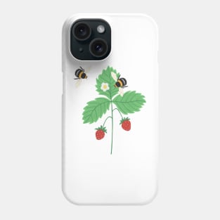 Strawberry plant with bees Phone Case