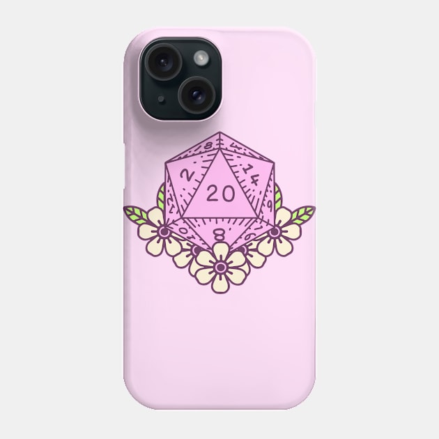 Cute d20 dice in pink Phone Case by WildMagicUK