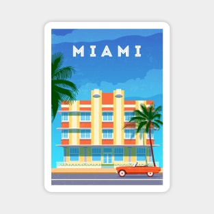 Miami, USA - Retro travel minimalistic poster Magnet