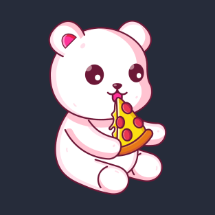 Cute polar bear eating pizza T-Shirt