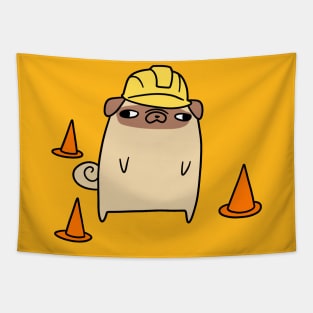 Road Worker Pug Tapestry