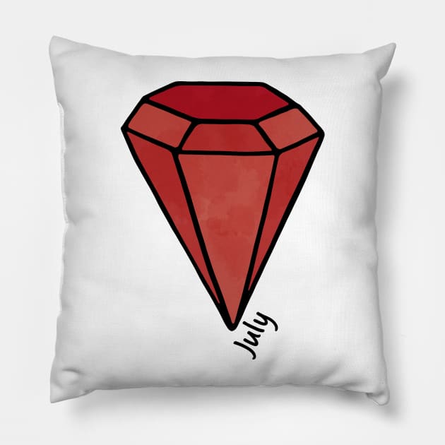 July Ruby Birthstone Pillow by murialbezanson