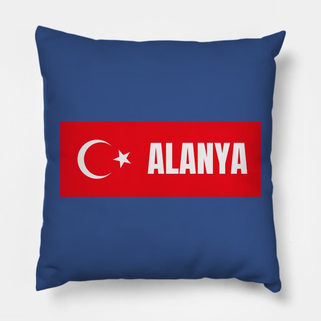 Alanya City in Turkish Flag Pillow by aybe7elf