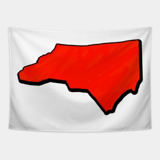 Bright Red North Carolina Outline Tapestry