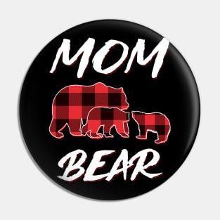 Mom Bear Red Plaid Christmas Pajama Matching Family Gift Pin