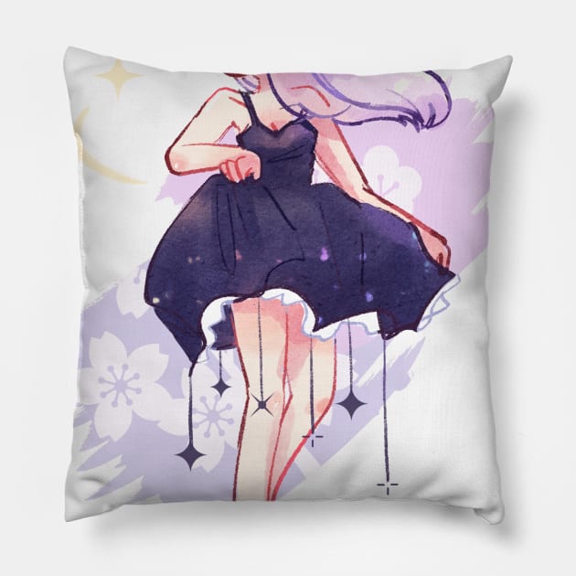 Starry aesthetic kawaii anime girl Pillow by mushopea