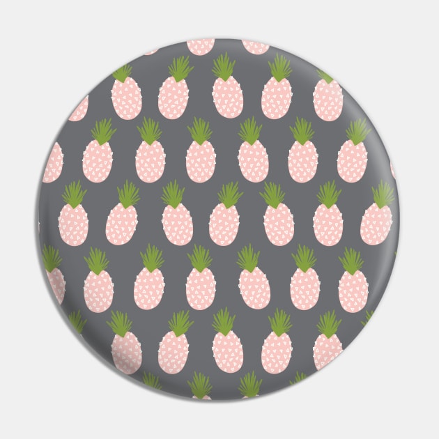 Pineapples Pink on Gray Pin by Sandra Hutter Designs