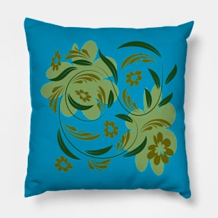 Folk flowers floral art print Flowers abstract art Pillow